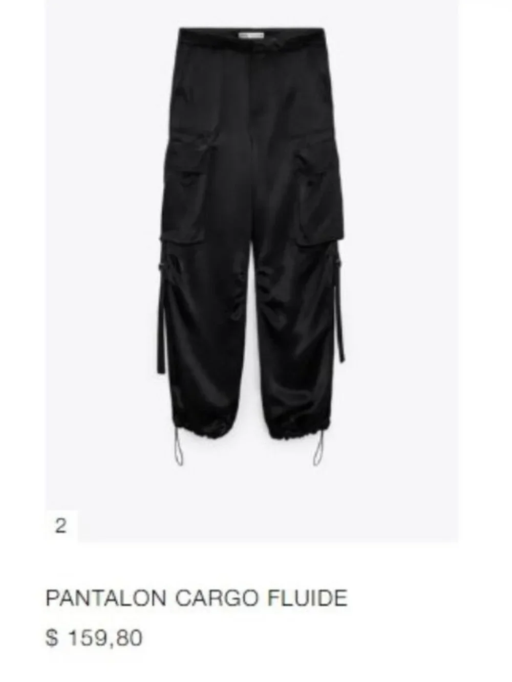 NWT Black Satin Cargo Pants Large - Picture 2 of 3